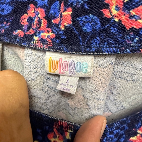 LuLaRoe Madison Skirt Women’s Large – Navy Floral & Geometric Print - Picture 2 of 3